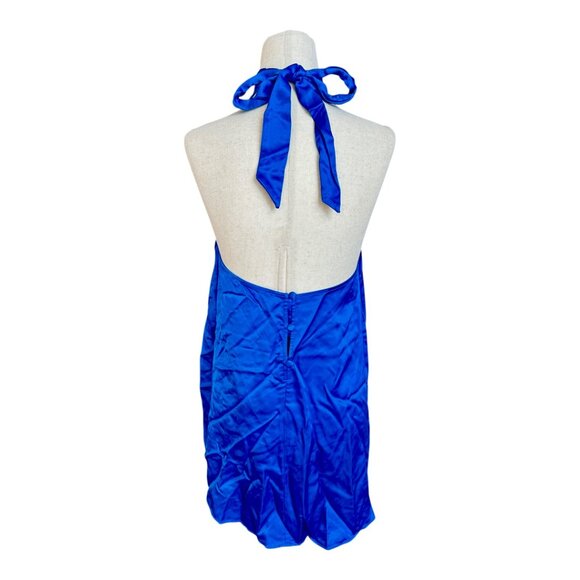 NWT Zara RARE Satin Halter Mini Dress Cobalt Blue - Picture 3 of 6